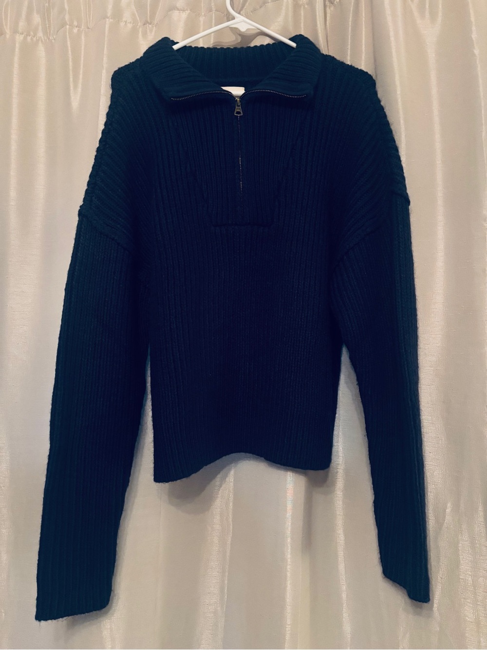 Lucky Brand Half-Zip Ribbed Sweater Navy Blue